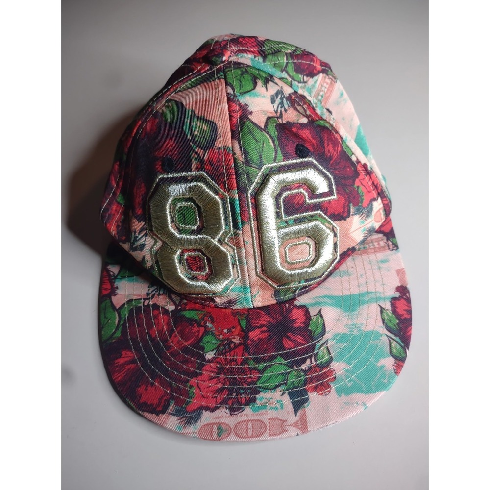 Carbon Elements‎ Floral Snapback Hat 86 Embroidered Adjustable Cap Gold Pink...